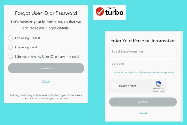 Turbo Card Account Recovery password
