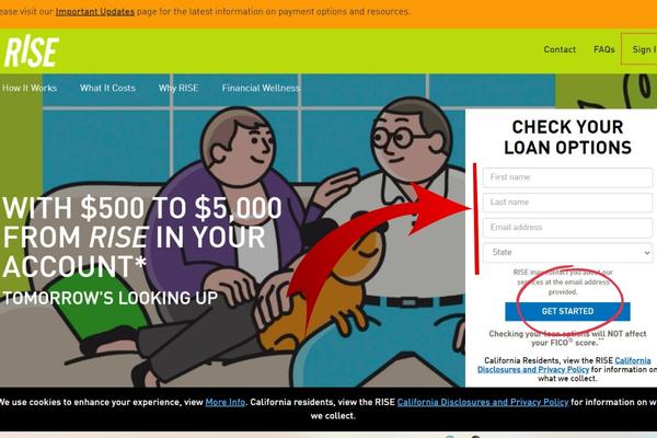 Check loan options for Rise Loan account