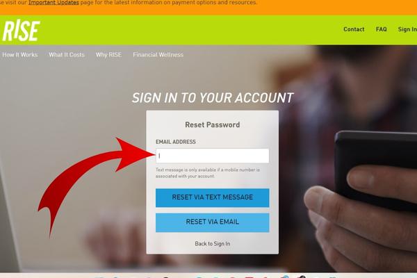 reset password for Rise Loan account